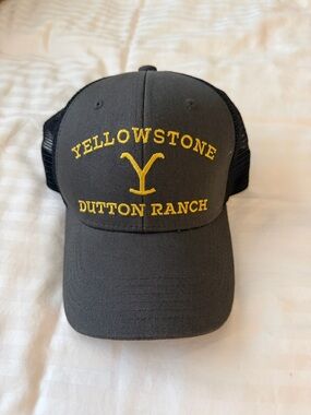 Yellowstone Dutton Ranch Embroidered Trucker Hat - Gray & Yellow